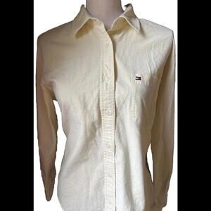 👚💛Tommy Hilfiger Women’s Yellow 100% Cotton Button Up Shirt